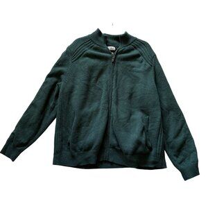 L.L. Bean Mens XXXL Merino Wool Full Zip Cardigan Sweater Forest Green Vintage P